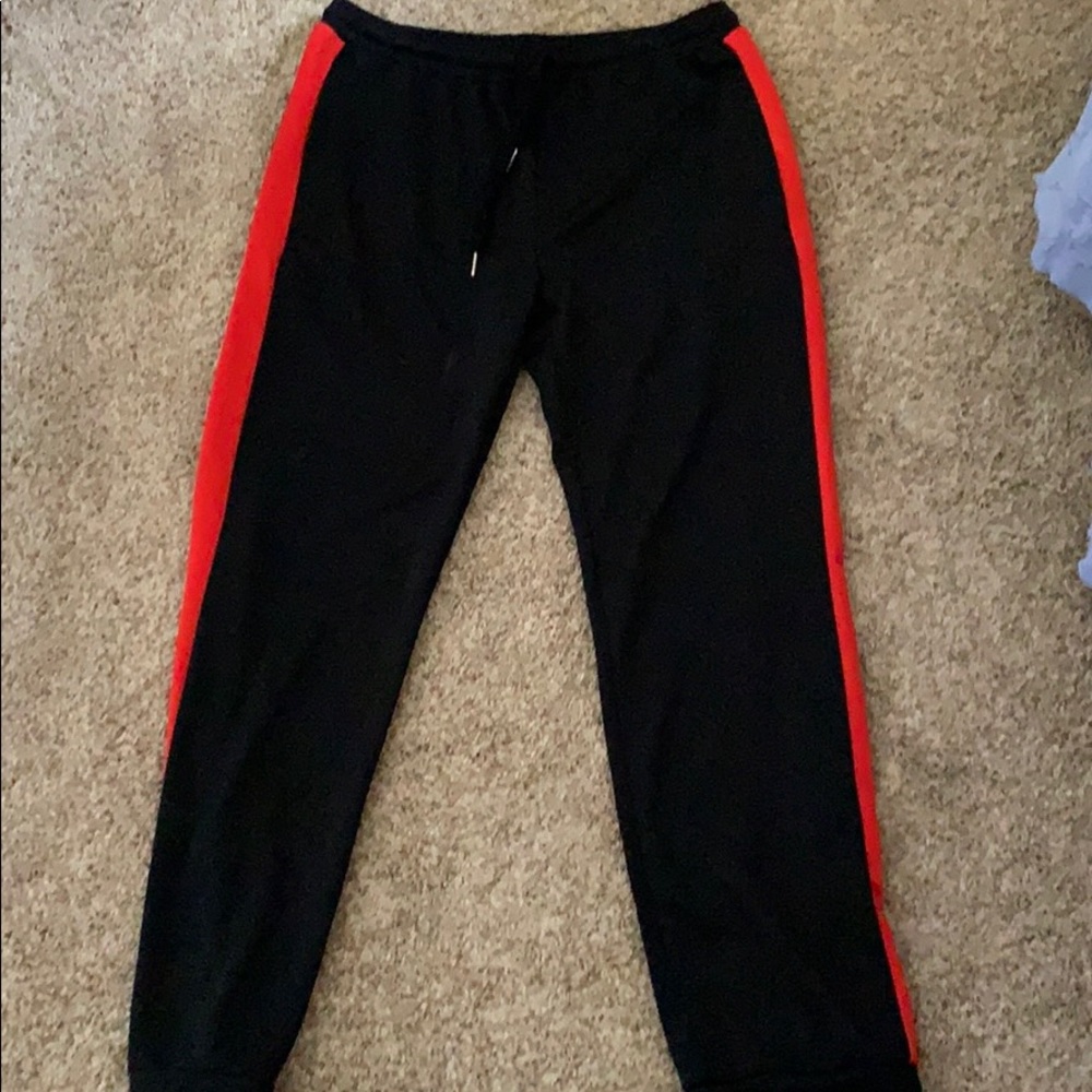 Black and red joggers